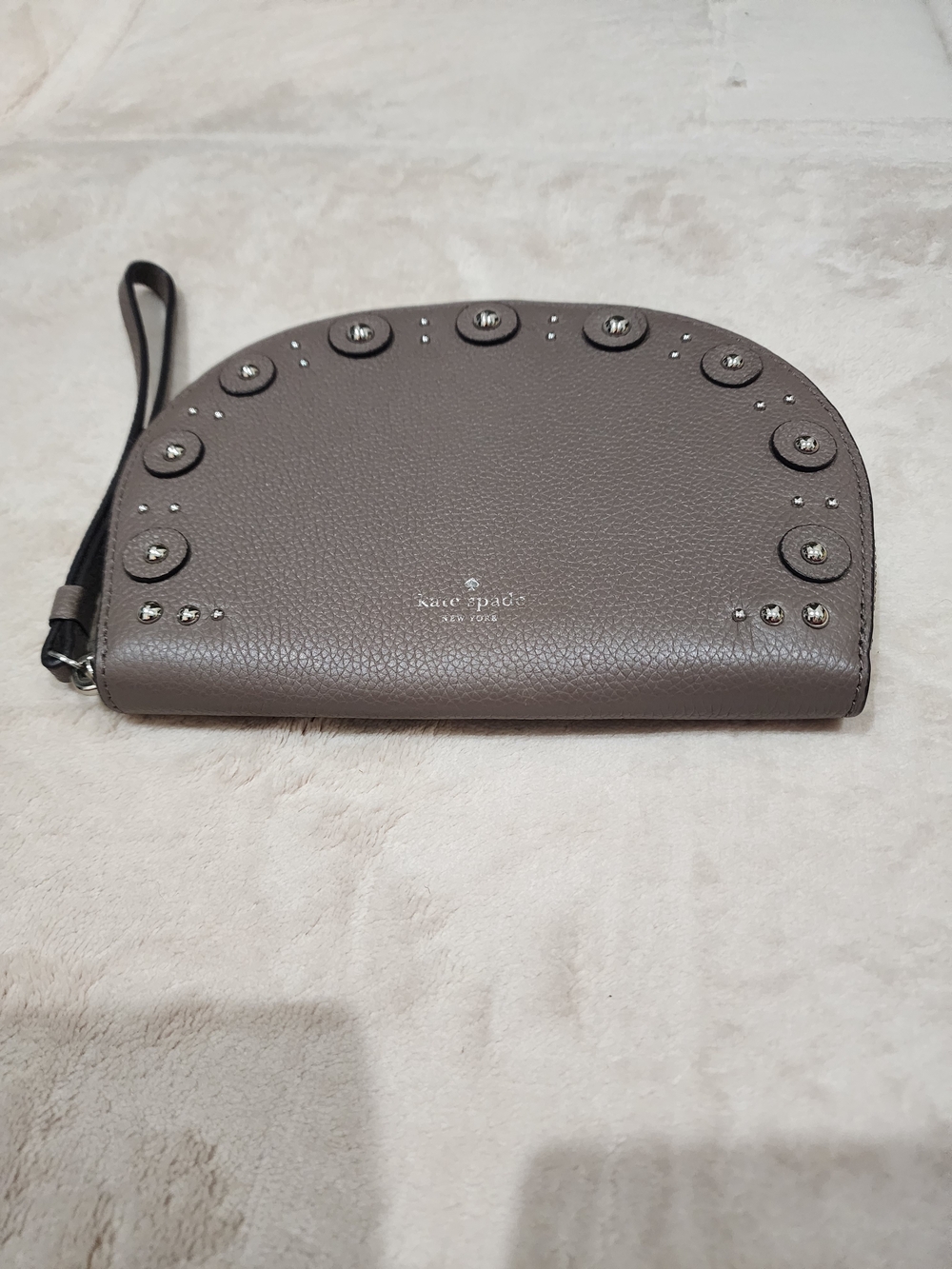 Kate Spade Gray Wristlet Clutch with Stud Detail